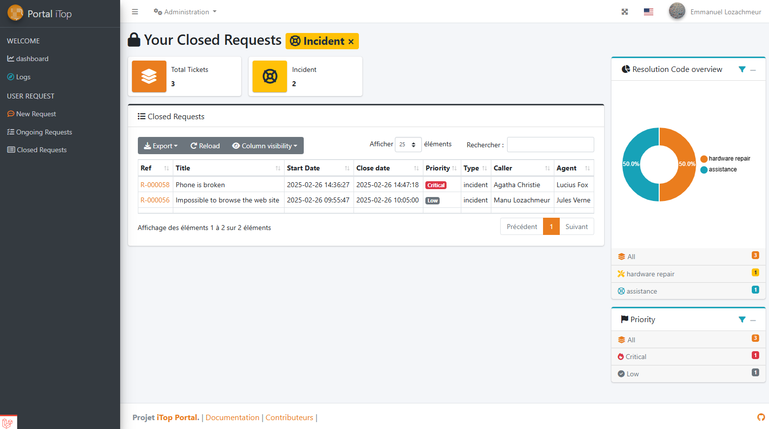 Création d'un nouveau ticket